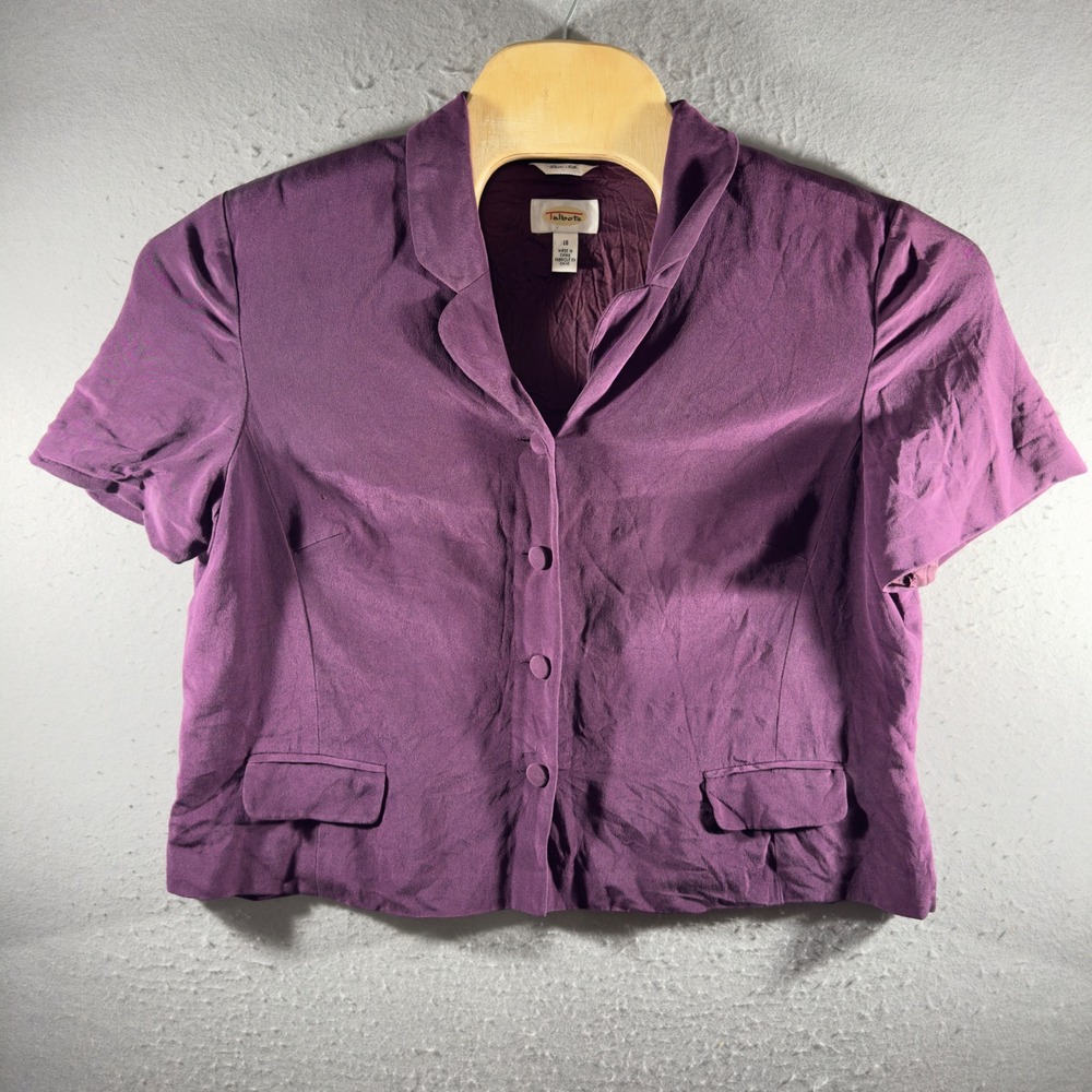 3233 | Vintage Talbots 100% Pure Silk Short Sleeve Blazer Plum Women 18